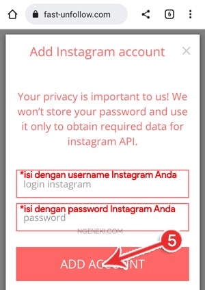 Add account Instagram Anda